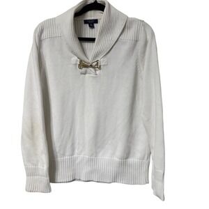 Chaps White Cotton Shawl Collar Toggle Sweater XL 206103075